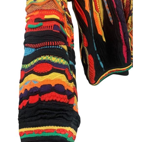 Vtg Tundra Canada Multi Color Sweater Men's Size L Biggie Hip Hop Coogi Style - Picture 15 of 16